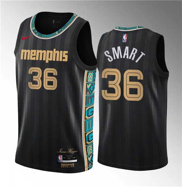 Men%27s Memphis Grizzlies #36 Marcus Smart Black 2023 Draft City Edition Stitched Basketball Jersey->los angeles lakers->NBA Jersey